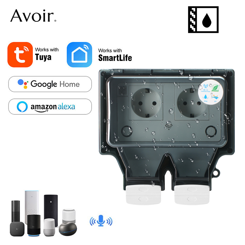 Smart Outdoor Plug - Savortuya-電気壁コンセント,防水,wifiとEU規格,防雨