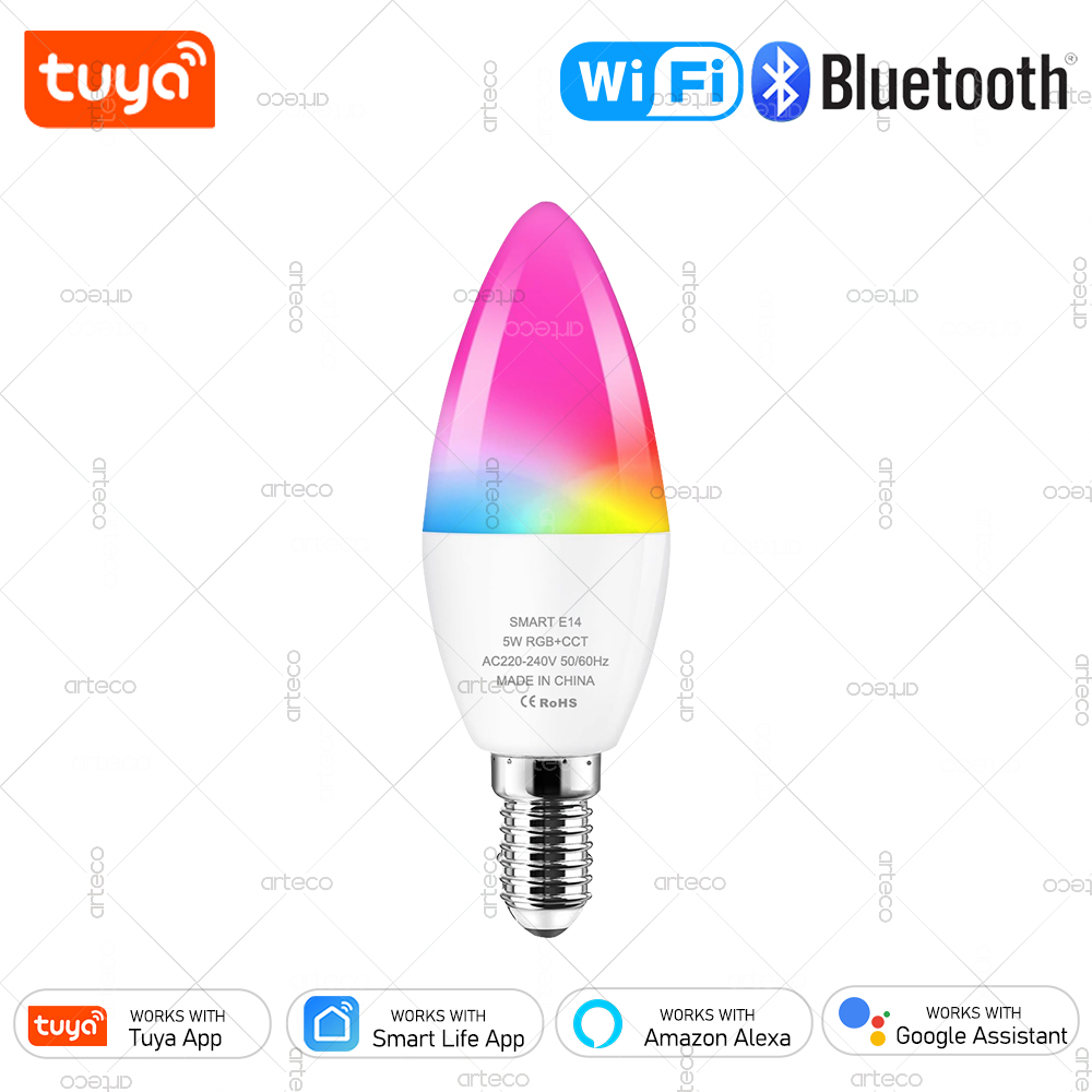 Smart Home Design - Tuya E14 キャンドルランプスマートライフアプリ制御スマート電球 WiFi または Bluetooth