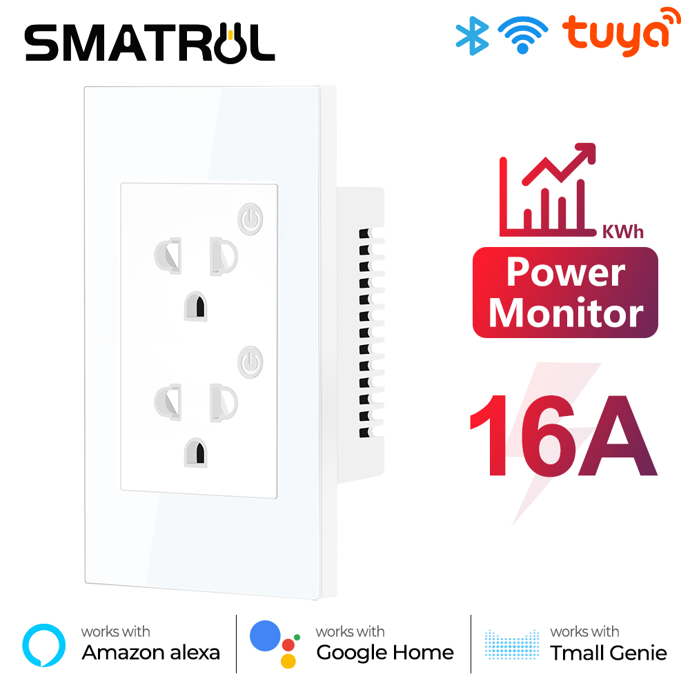 Smart Wall Socket - スマートプラグ,wifi,bluetooth,16A,ソケット,アダプター,壁モニター,Google Home用の電気接続,Alexa
