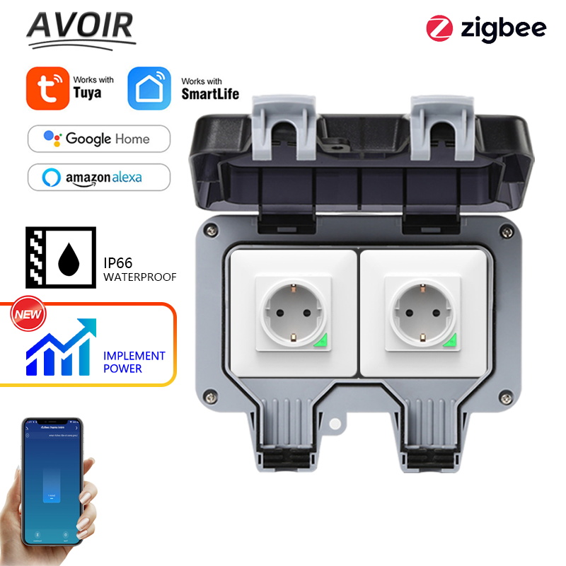 Smart Wall Socket - Avoir Tuya Zigbee 電気ソケット IP66 防水屋外