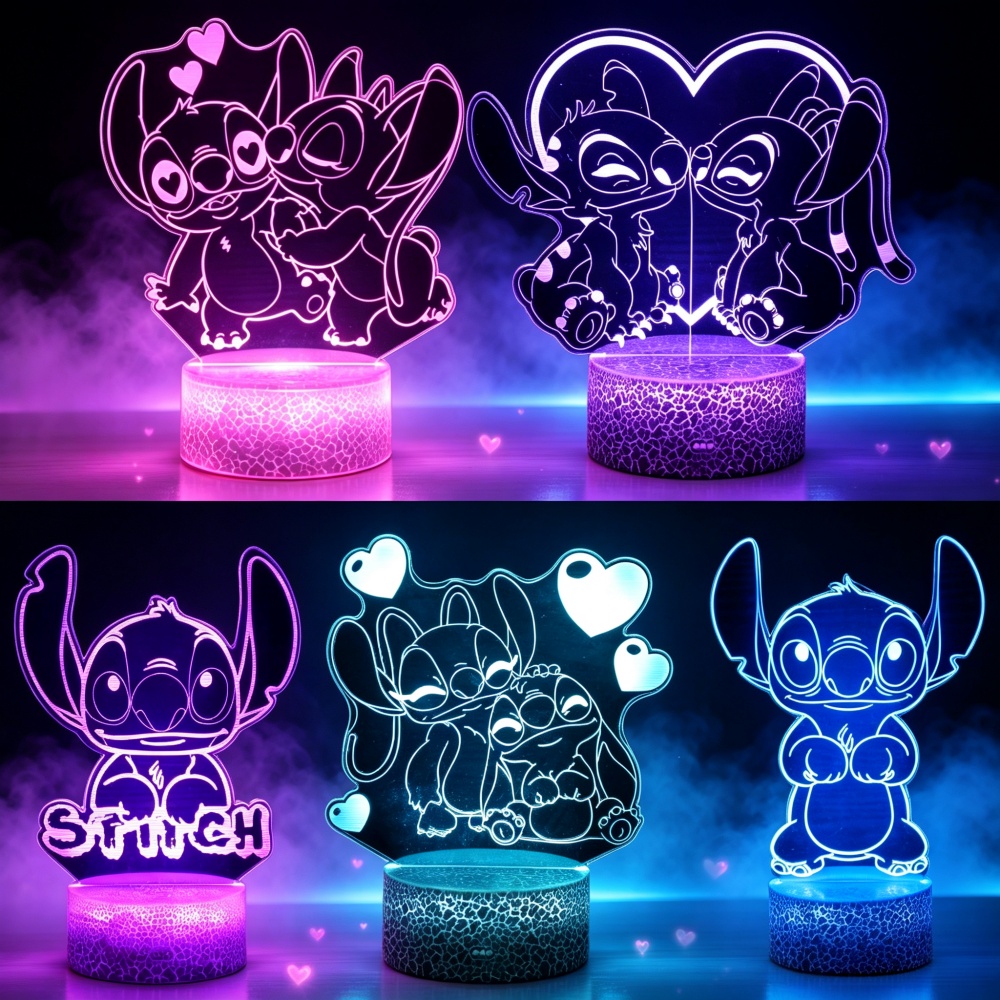 Smart Home Design - リロ＆スティッチ 3D LED ナイトライト 7/16色 スマートタッチ