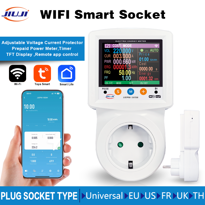 Smart Wall Socket - デジタルwifi,電力計,電流計,265v,キロ