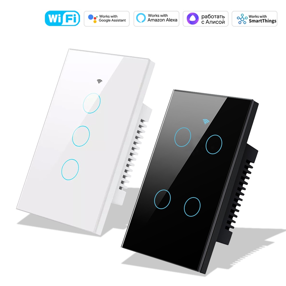 Smart Home Design - スマートライフ Wifi+Bluetooth タッチライトウォールスイッチ US タッチパネルスイッチ 中性線不要&中性線あり