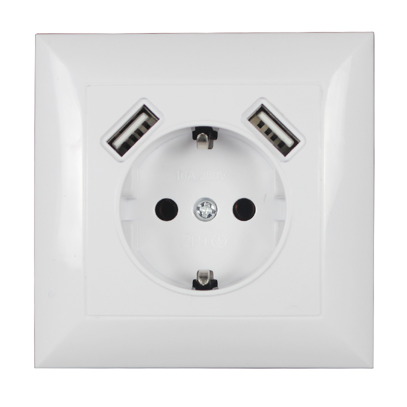 Smart Wall Socket - 新型壁掛け電子ソケット 5V2A EU規格電源コンセント デュアルホームUSBプラグ充電器付き電源ソケット USB V7-3搭載