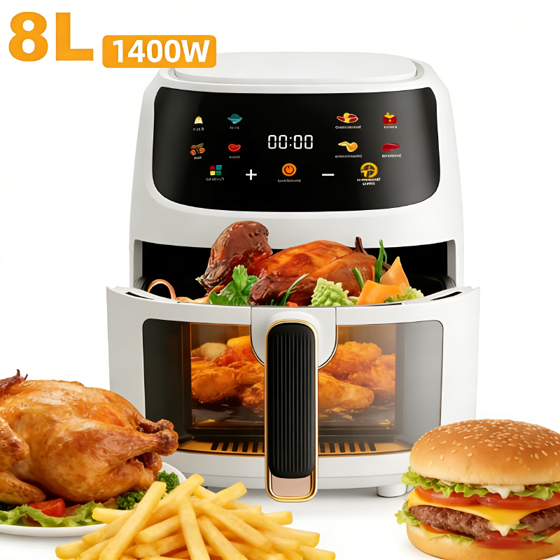 Smart Home Oven - 1400W 8L オイルフリー スマートエアフライヤー LEDタッチスクリーン プログラム可能なサーマルサイクルオーブン