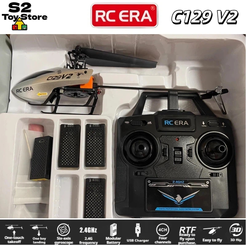 Smart Outdoor Plug - RC ERA C129V2 4CH 2.4GHzスマート電動シングルローターRCヘリコプター 6軸ジャイロ搭載リモートコントロール航空機モデルおもちゃ