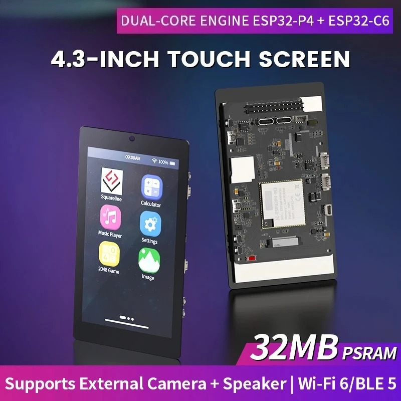 Smart Home Arduino - 4.3インチ 480x800 IPS静電容量式タッチスクリーン ESP32P4 ESP32-C6 開発ボード