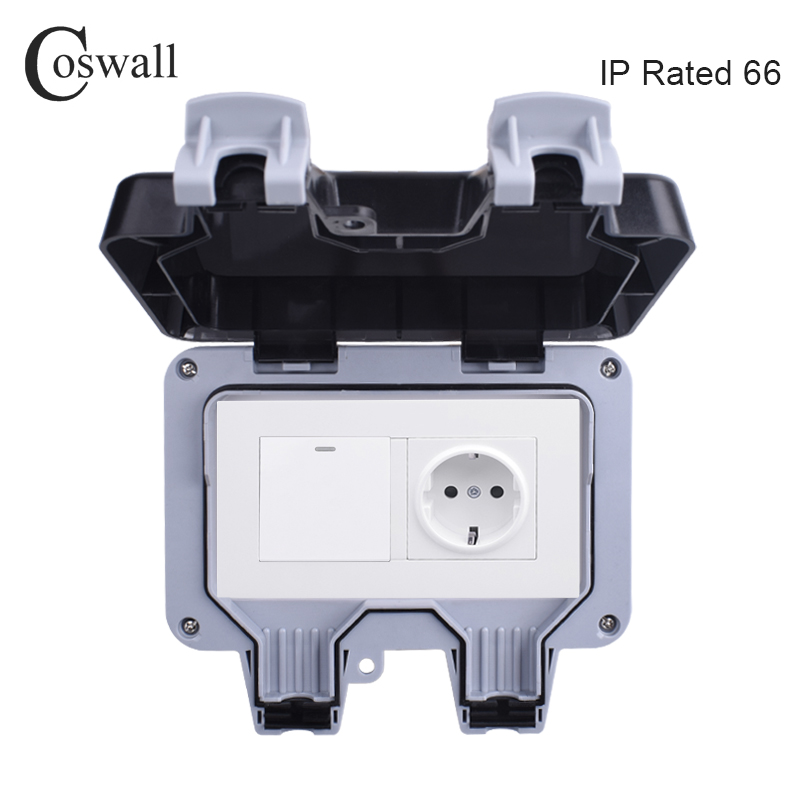 Coswall IP66全天候防水屋外壁電源ソケット16A  - Smart Outdoor Plug のレビューと価格