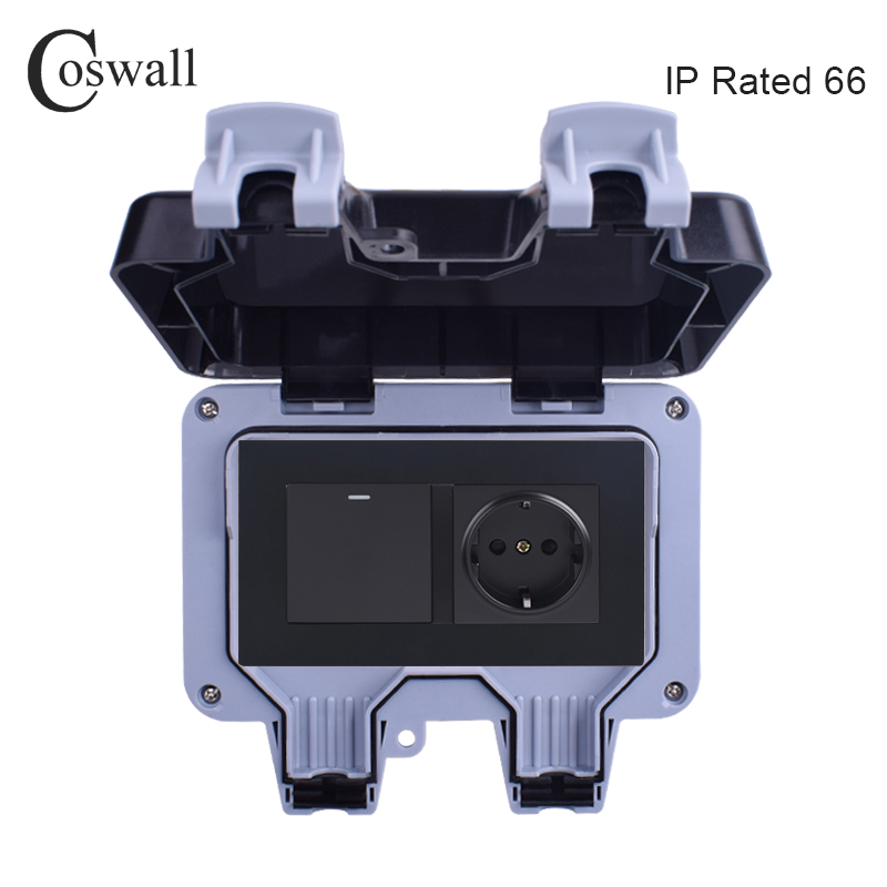 Coswall IP66全天候防水屋外壁電源ソケット16A  - Smart Outdoor Plug のレビューと価格