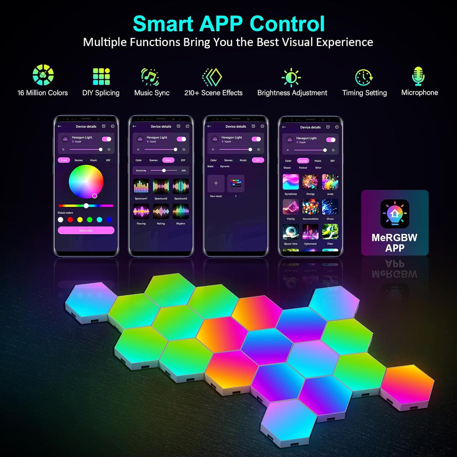 USB RGB LED 六角形ライト スマート室内壁ライト  - Smart Home Design のレビューと価格