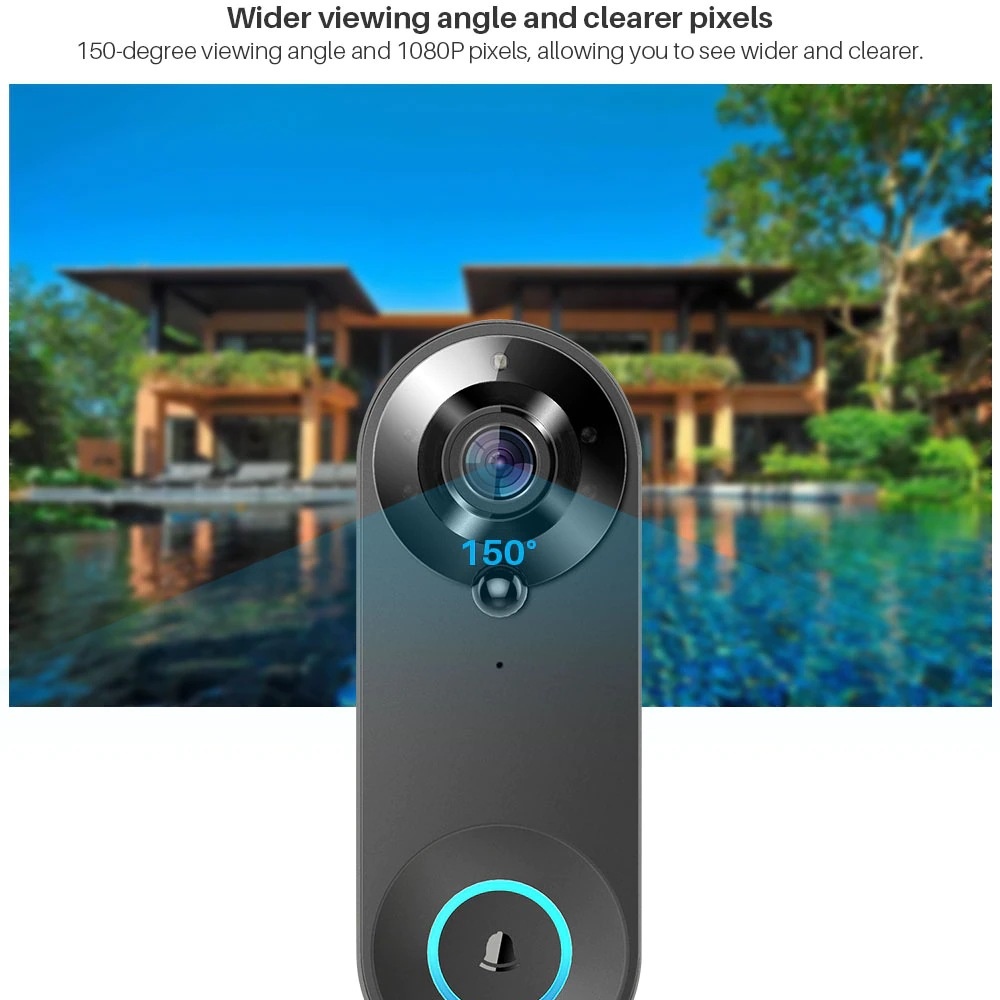 Tuya 1080P ワイヤレス WIFI ドアベルビデオイ - Smart Home Battery Camera のレビューと価格
