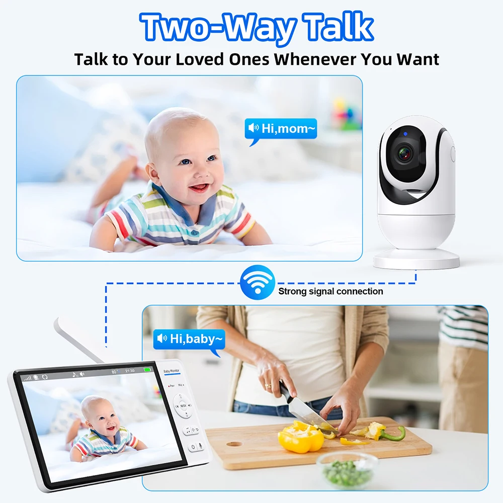 7.0インチ ビデオベビーモニター 720P 5000mAh - Smart Home Battery Camera のレビューと価格