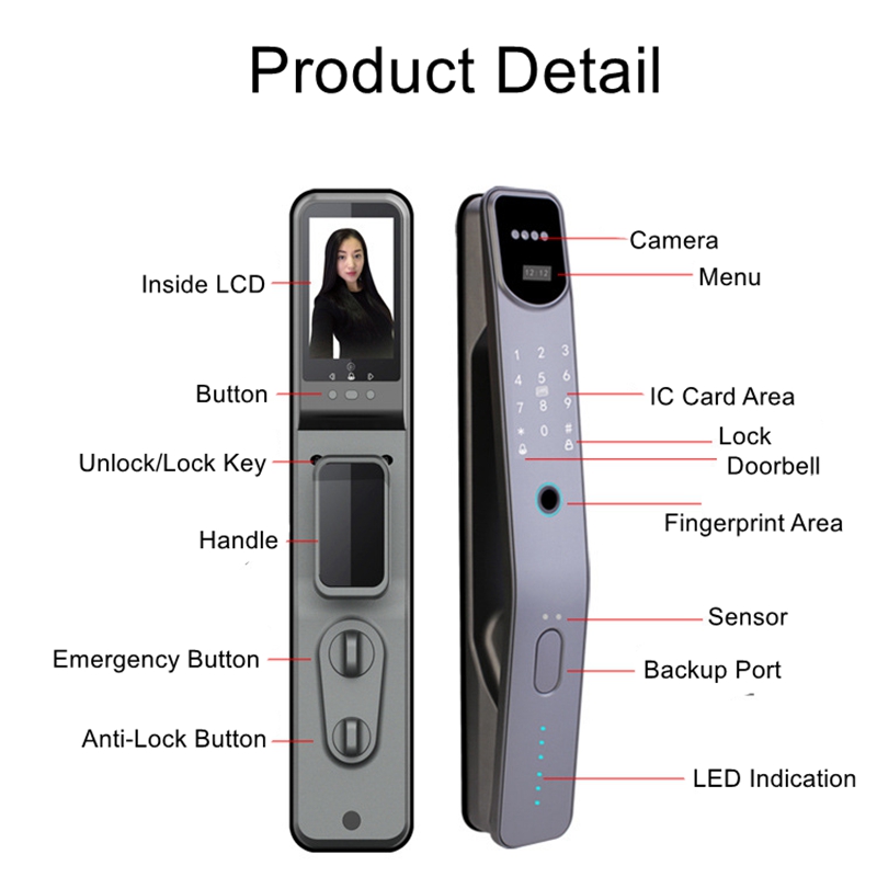 Tuya-電子指紋スマートドアロック,3D,顔認識,アプリケ - Smart Home Battery Camera のレビューと価格