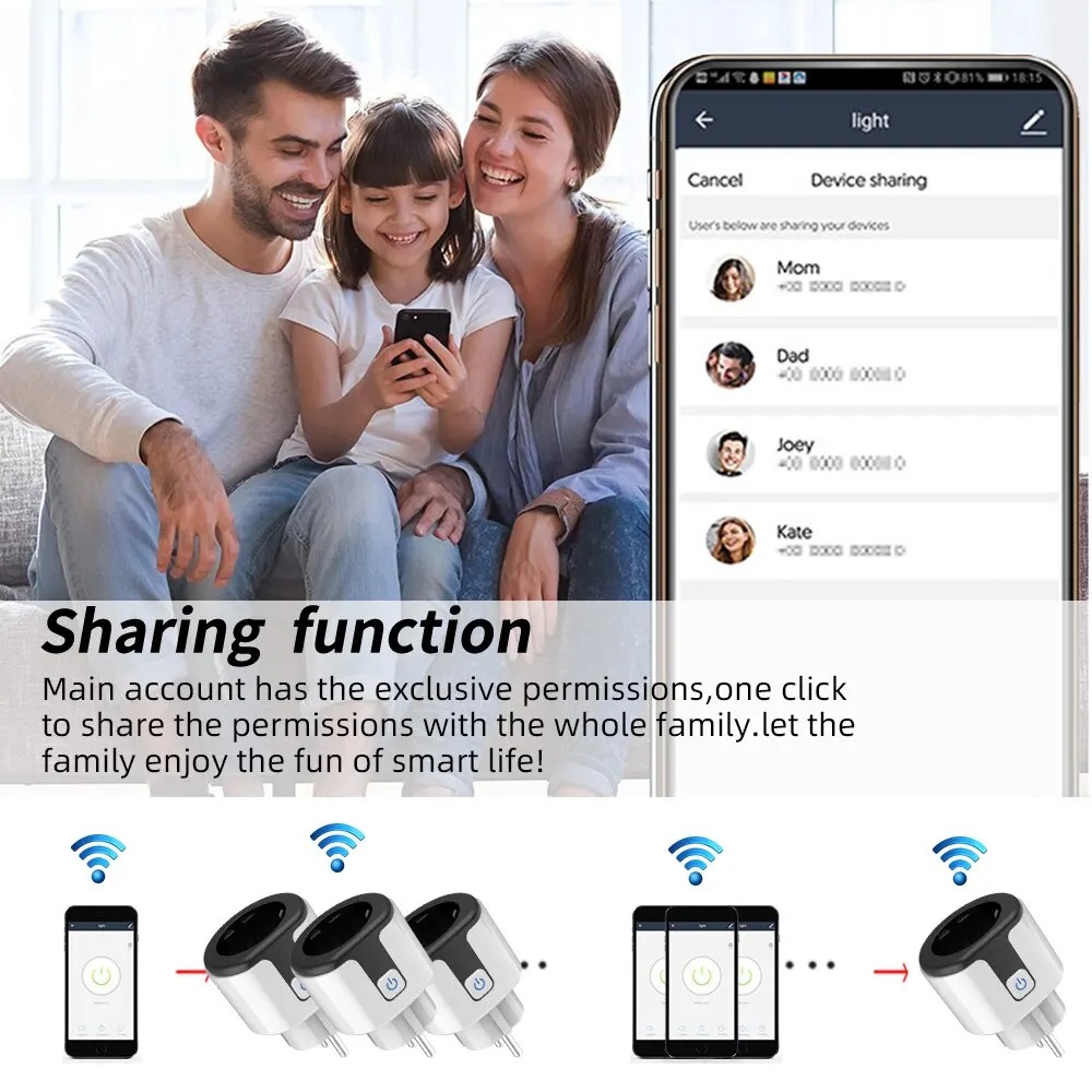 WiFi EUスマートソケットプラグ、Tuyaアプリ対応、コ - Smart Wall Socket のレビューと価格