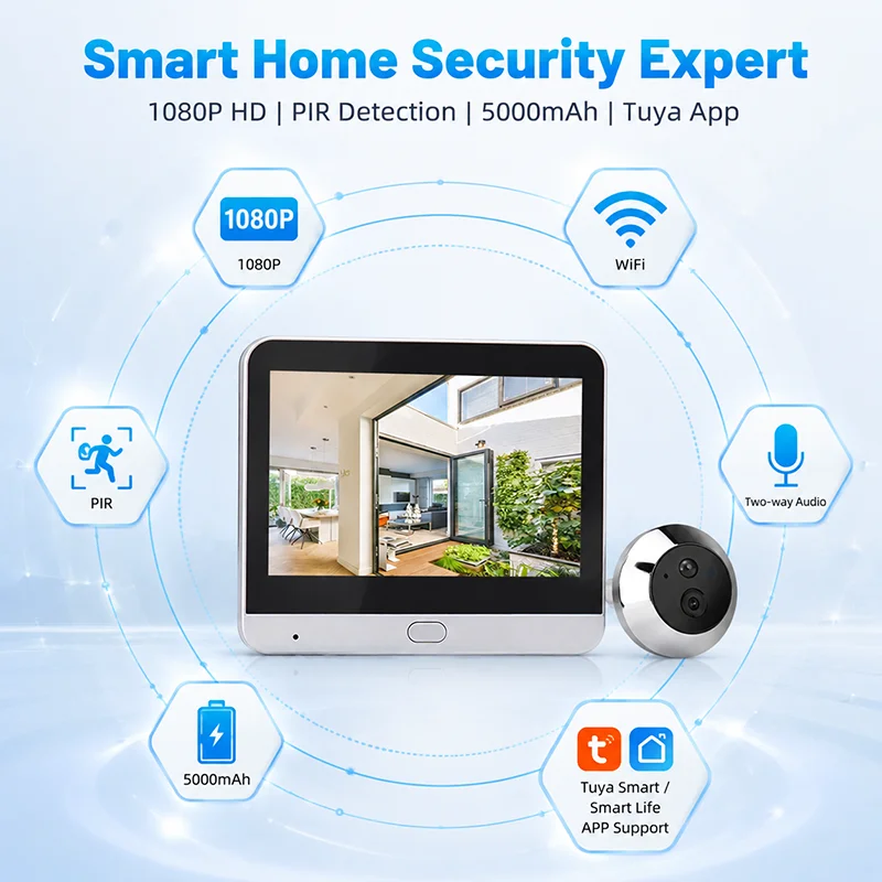 Tuya 3MP スマートWiFiデジタルドアビューカメラ  - Smart Home Battery Camera のレビューと価格
