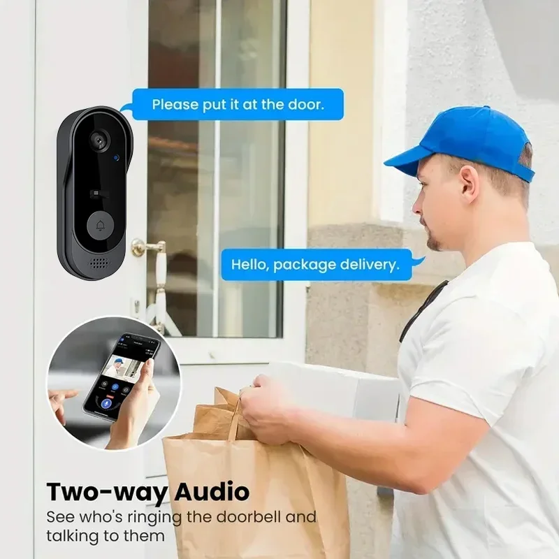 ビデオHDワイヤレス防水ドアベルカメラ、ナイトビジョン＆音声 - Smart Home Battery Camera のレビューと価格