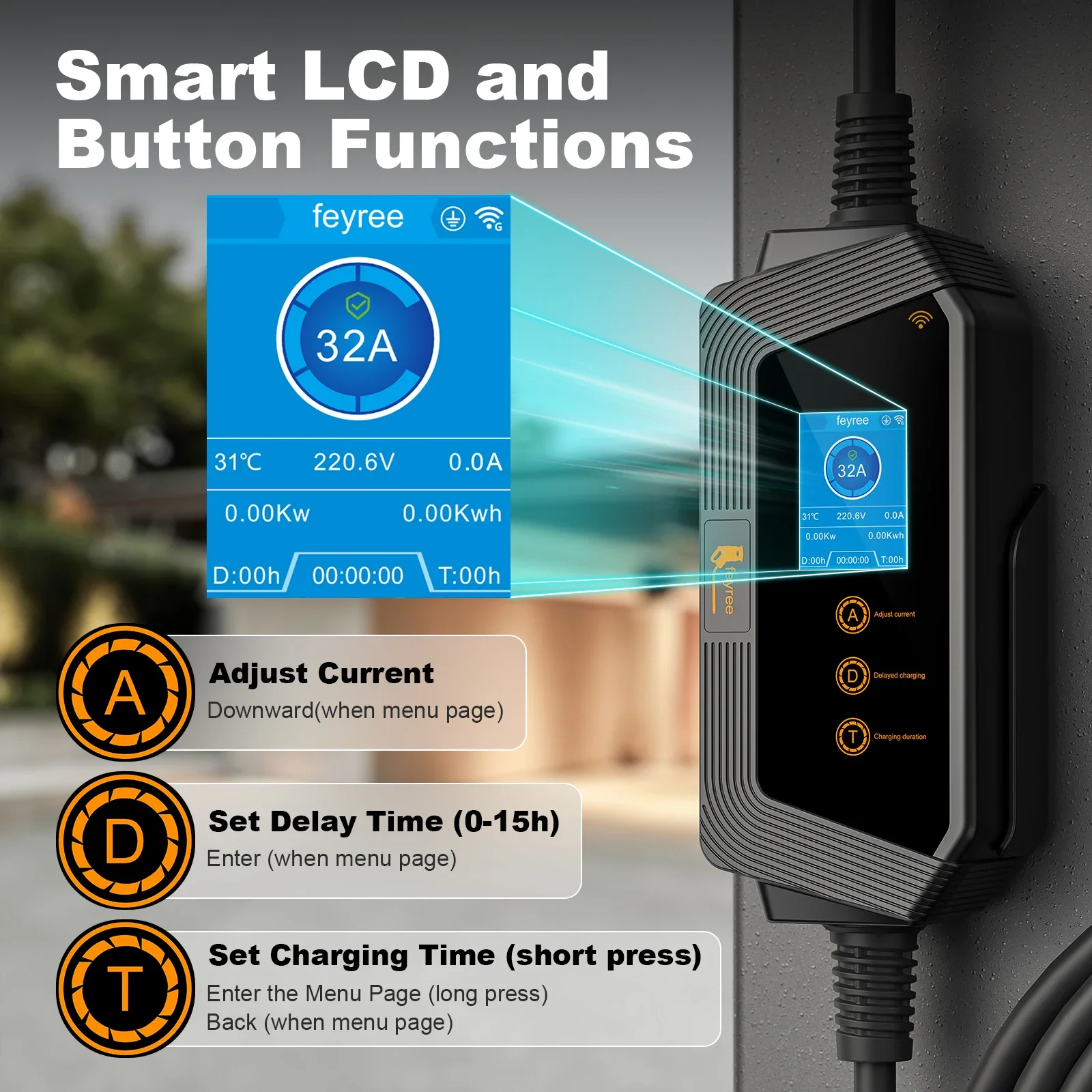 フェイリー タイプ1 ポータブルEV充電器 7KW 32A  - Smart Wall Socket のレビューと価格