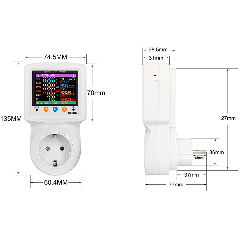 デジタルwifi,電力計,電流計,265v,キロ - Smart Wall Socket のレビューと価格