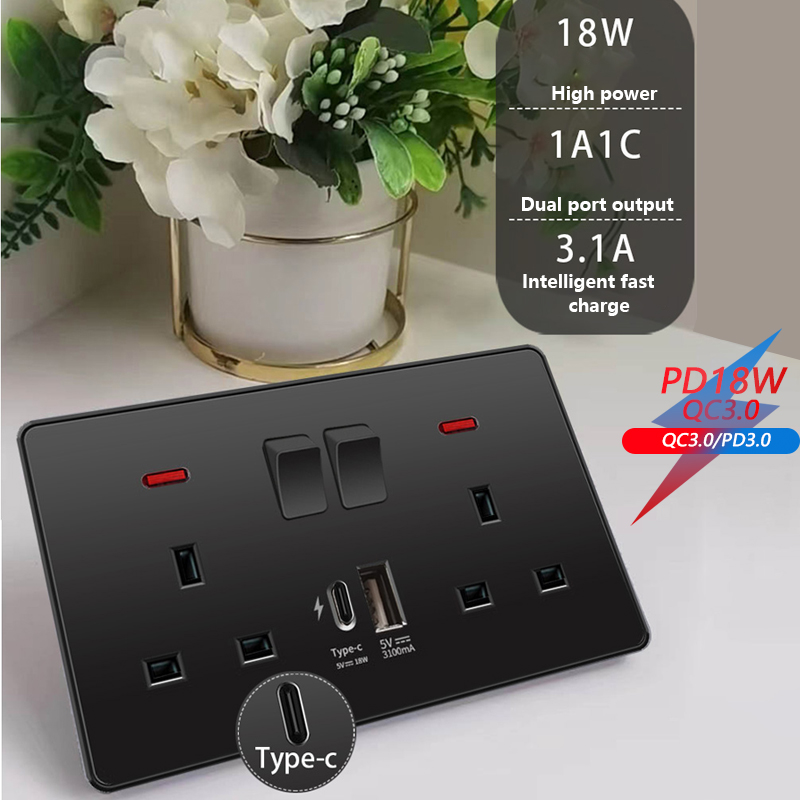 ユニバーサル18W急速充電対応タイプC壁コンセント220V電 - Smart Wall Socket のレビューと価格