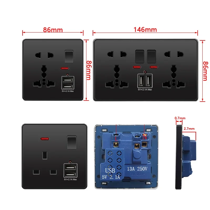ユニバーサル18W急速充電対応タイプC壁コンセント220V電 - Smart Wall Socket のレビューと価格