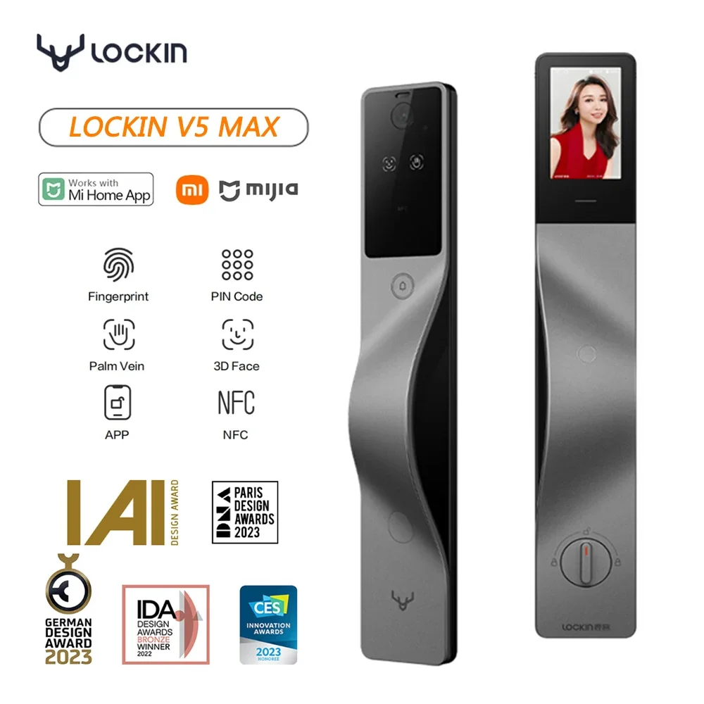 Lockin V5 Max 3D顔認証スマートロック、掌静脈 - Smart Home Battery Camera のレビューと価格